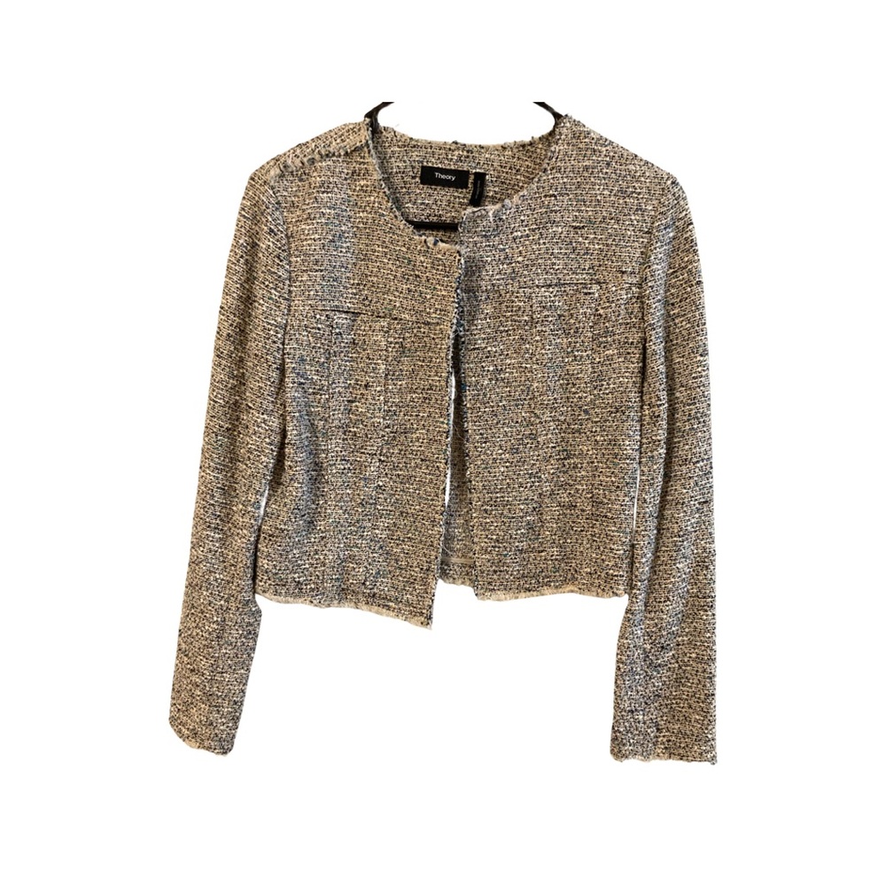 Theory blue tweed blazer size 4.